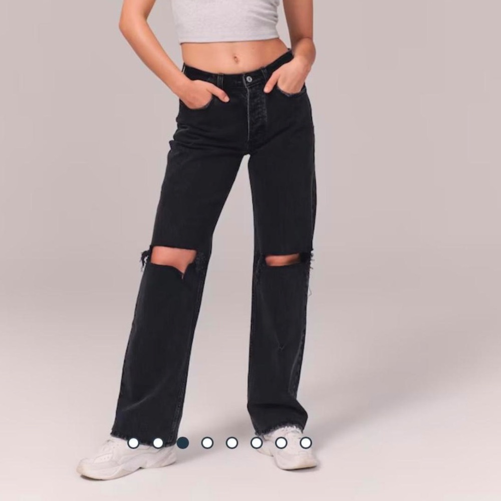 Abercrombie & Fitch curve love 90s Baggy Low Rise straight leg black jeans - 26